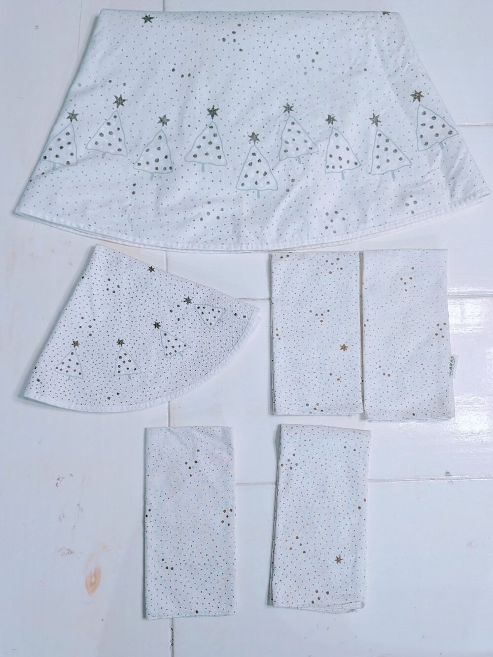 VTG Set of 5 Danish Södahl Christmas Snowy Winter Scene Tablecloth Doily Napkin